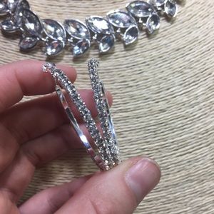 Crystal Silver Hoops